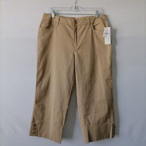 NWT Hannah Stretch Womens Latte Brown Mid Rise Cropped Chino Pants Size 12
